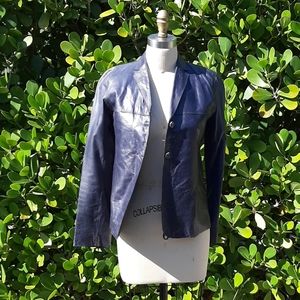 Banana republic blue leather jacket